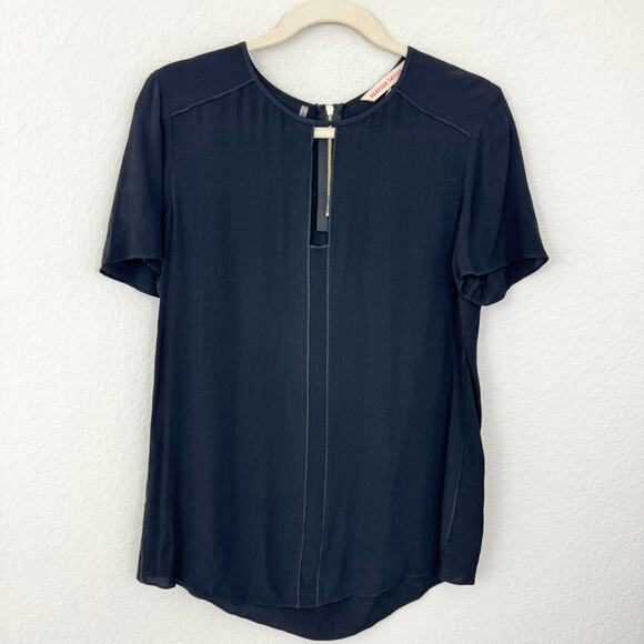 Rebecca Taylor Womens Blouse Top Size 8 Fowy Career Office Minimal Black - Picture 1 of 6